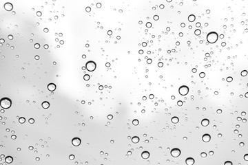 Rain drops on window glasses surface Natural Pattern of raindrops. Natural pattern of raindrops on white background for your design.