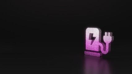science glitter symbol of charging station icon 3D rendering