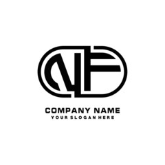 NF initial letters looping linked oval elegant logo blue, black