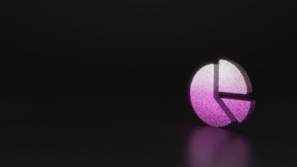 science glitter symbol of chart pie icon 3D rendering