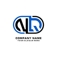 NQ initial letters looping linked oval elegant logo blue, black