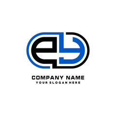 PY initial letters looping linked oval elegant logo blue, black