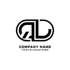 QL initial letters looping linked oval elegant logo blue, black