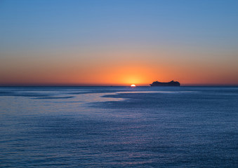 ship sunset
