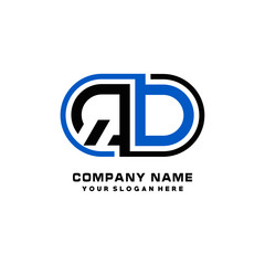 QO initial letters looping linked oval elegant logo blue, black