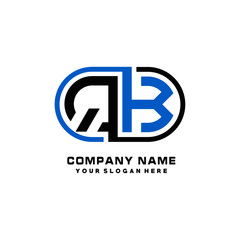 QK initial letters looping linked oval elegant logo blue, black