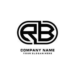 RB initial letters looping linked oval elegant logo blue, black