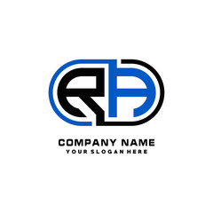 RA initial letters looping linked oval elegant logo blue, black
