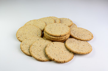 Freshly Home baked Scottish oak cakes on a white background