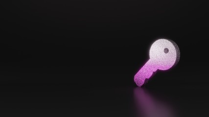 science glitter symbol of key icon 3D rendering