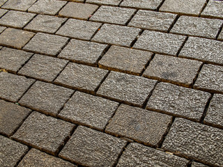 Stone pavement pattern and texture in a road