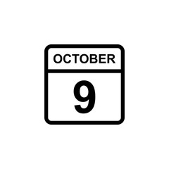 calendar - October 9 icon illustration isolated vector sign symbol