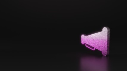 science glitter symbol of megaphone icon 3D rendering