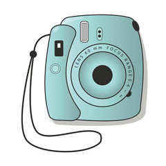 Vintage instant camera vector illustration, front view.