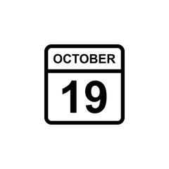 calendar - October 19 icon illustration isolated vector sign symbol