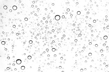 Rain drops on window glasses surface Natural Pattern of raindrops. Natural pattern of raindrops on white background for your design.