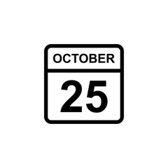 calendar - October 25 icon illustration isolated vector sign symbol