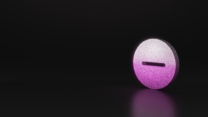 science glitter symbol of minus icon 3D rendering
