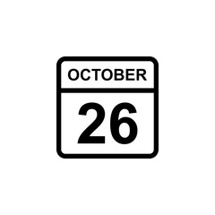 calendar - October 26 icon illustration isolated vector sign symbol