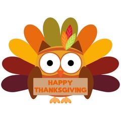 Vector Happy thanksgiving day greeting card with owl