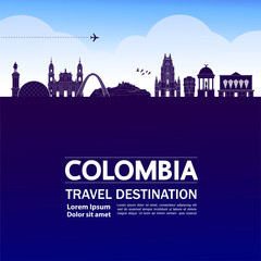 Fototapeta na wymiar Colombia travel destination grand vector illustration.