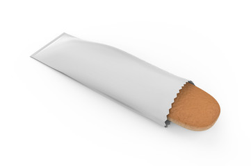 Long Loaf of Bread in Kraft Paper Bag Mock up. 3d render illustration.