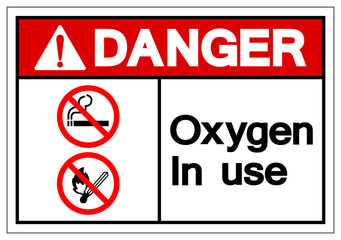Danger Oxygen In Use Symbol Sign, Vector Illustration, Isolated On White Background Label. EPS10