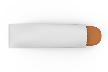 Long Loaf of Bread in Kraft Paper Bag Mock up. 3d render illustration.