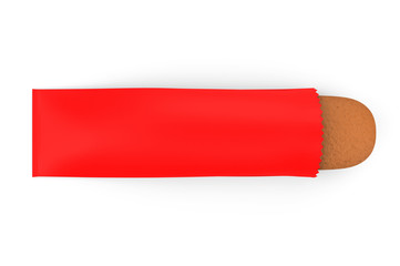 Long Loaf of Bread in Kraft Paper Bag Mock up. 3d render illustration.