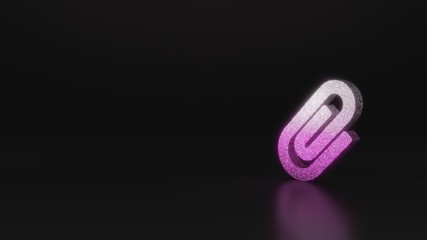 science glitter symbol of paperclip icon 3D rendering