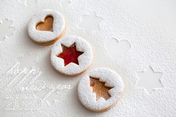 Christmas and new year gingerbread cookies with honey