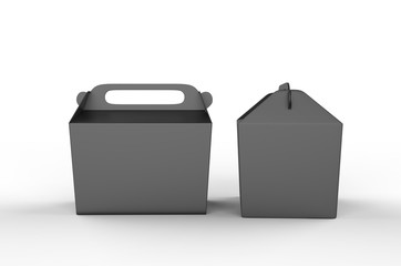Realistic take away food box mock up set isolated on white background 3d render illustration.