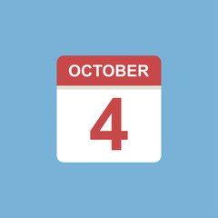 calendar - October 4 icon illustration isolated vector sign symbol