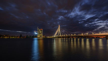 Fototapeta na wymiar panoramic view of Riga city in Latvia. Capital of Latvia at night