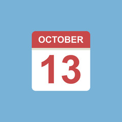 calendar - October 13 icon illustration isolated vector sign symbol