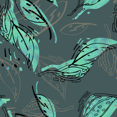 Stylized leaves seamless pattern.