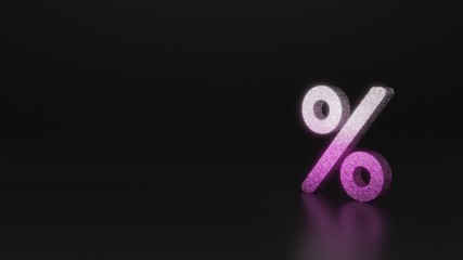 science glitter symbol of percent icon 3D rendering