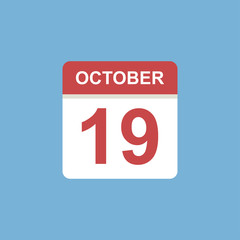 calendar - October 19 icon illustration isolated vector sign symbol