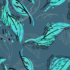 Stylized leaves seamless pattern.
