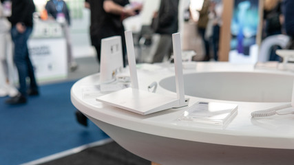 White internet router close-up