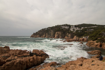 natural landscape of sea rocks and sand