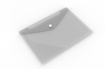 Plastic envelop document bag. 3d render illustration.