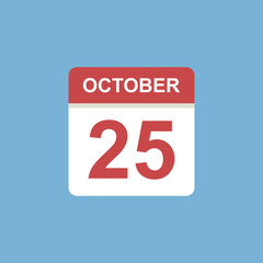 calendar - October 25 icon illustration isolated vector sign symbol