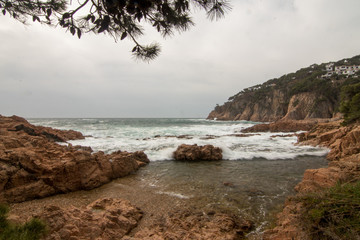 natural landscape of sea rocks and sand