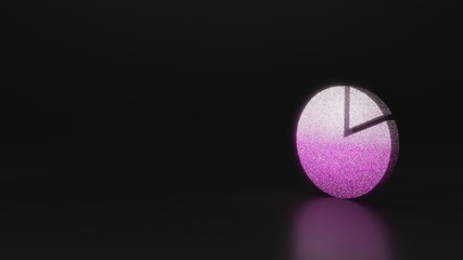 science glitter symbol of pie chart icon 3D rendering