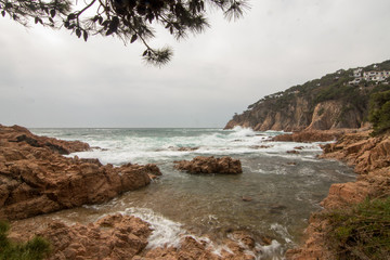 natural landscape of sea rocks and sand