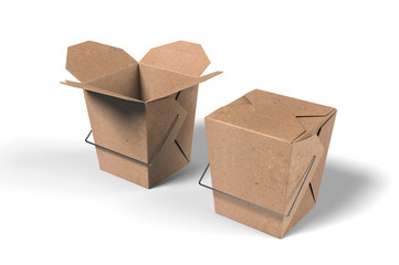 Blank Leak proof White Noodle Box For Branding. 3d render illustration.