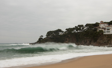 natural landscape of sea rocks and sand