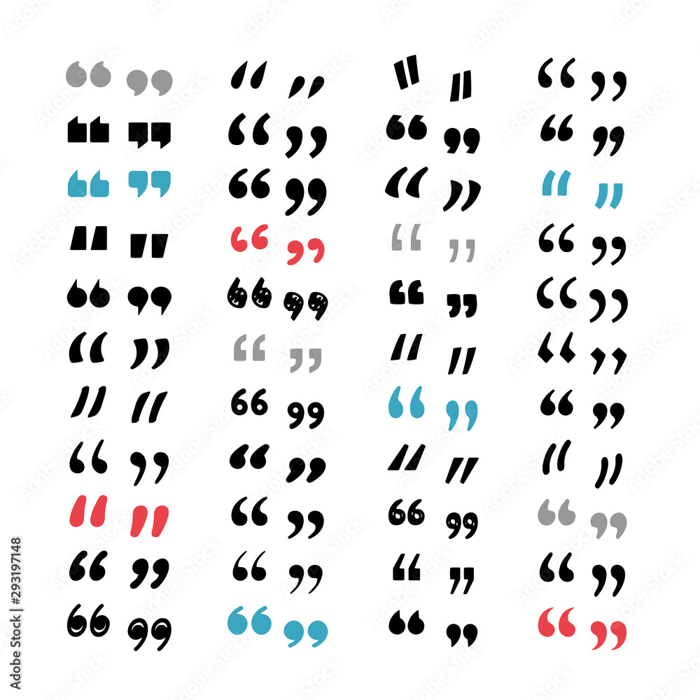Poster different quotation elements vector clipart isolated on white