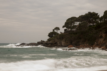 natural landscape of sea rocks and sand